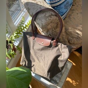 Longchamp Le Pliage Large Tote Olive Green Brown Leather | Foldable Travel Bag